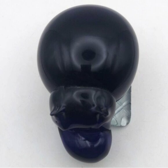 Vintage Dark Cobalt Blue Handblown Glass Hippo Bookend Paperweight Textured Base - Picture 6 of 6